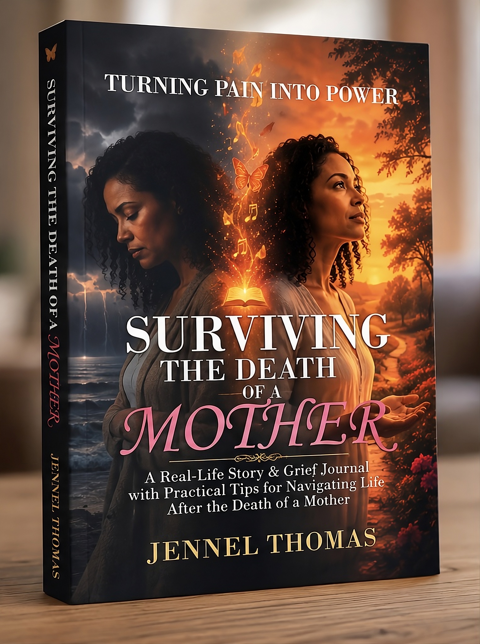 Surviving the death of a mother Christian grief book and journal by Jennel Thomas - paperback book cover